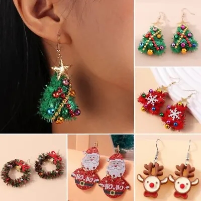 Christmas Tree Elk Santa Claus Earrings Hook Drop Dangle Women Party Jewelry New • $1.62