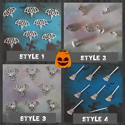 £1.35 • Buy ❤ Halloween Charms ❤ 4 Styles - Bats, Witch Hats, Skull Bats, Broomsticks ❤