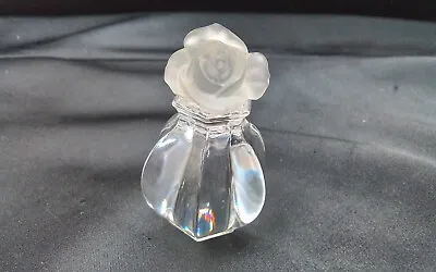 2  Signed Crystal Glass Frosted Rose In Vase Wr Sculpture Vintage Vanity Decor • $14.99