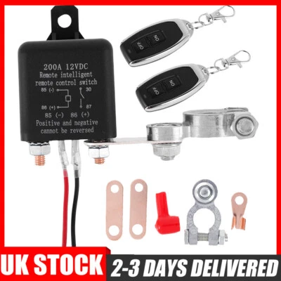 Car Battery Disconnect Cut Off Isolator Master Switch W/ Wireless Remote Control • £14.89