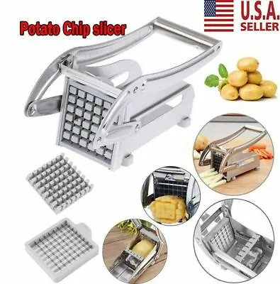 Stainless Steel French Fry Cutter Potato Vegetable Slicer Chopper Dicer 2 Blade • $17.79