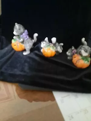 Fitz And Floyd Thanksgiving /halloween Kittens Tumbling Set Euc (3) • $18