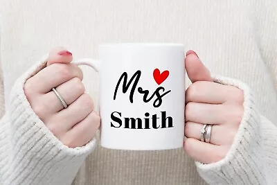 £8.95 • Buy Personalised Mrs Surname Mug Anniversary Coffee Mug Tea Cup Wedding Gift Engaged