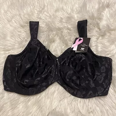 Wacoal 38I Bra Black Full Figure Awareness Underwire 85567 Back Closure Bow NEW • $34.99