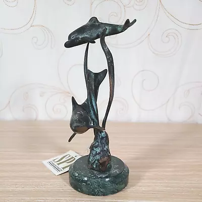 SPI San Pacific International 2 Dolphin Sculpture Metal Art Statue Marble Base • $24.65