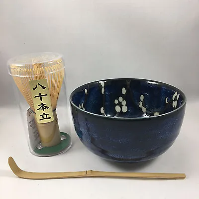 Japanese Cherry Blossom Matcha Bowl Bamboo Chashaku Scoop Whisk Tea Ceremony Set • $28.95