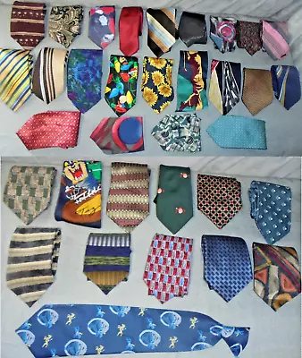 Vtg Neck Ties Lot Of 34 Men’s Retro Ties Varied Patterns Dress Novelty Holiday • $16.90