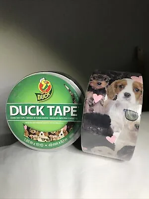 Lot 2 Duck Duct Tape ~ NEW Puppy Dog Heart Discontinued Print ~ 1.88 In X 10 Yd • $17.59