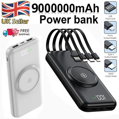 Portable Power Bank 9000000mAh Wireless Fast Charger Battery Pack For Phone UK • £15.99