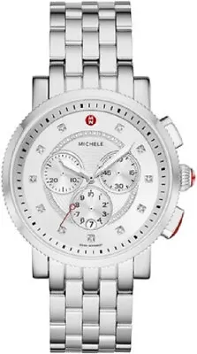 Michele Sport Sail White Diamond Dial Steel Women's Watch MWW01K000122 • $799