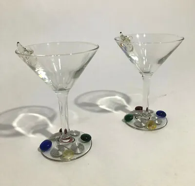 Pair Of Vintage Martini Glasses Retro Art By Dary Rees • $149.99