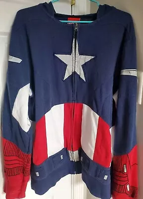 Captain America Zip Up Mens Hoodie XL - Costume Hood Mask • $9.99