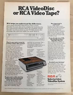 RCA Selectavision Ad 1981 Originl Vintage Print 1980s Retro VideoDisc System VCR • $5