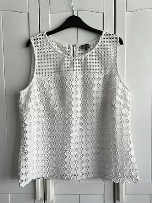 Phase Eight Alba Off White Lined Crochet Style Lace Pattern Top Zip Back Size 16 • £12.99