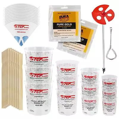 Ultimate Paint Mixing Cup Kit 12 Graduated Cups Sticks Strainers Mixer Blade • $24.99