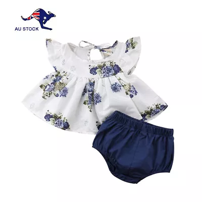 Baby Toddler Girl Clothes Summer 2 Piece Sunsuit With Flower Print • $15