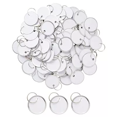 100Pack Metal Rim Key Tags 1  Paper Labels Round Keychain Tags With Split Rings • $20.98