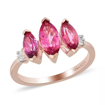 Gorgeous!! 2.50ctw Pure Pink Mystic Topaz & Diamond Ring Vermeil Plated Size 8 • $31