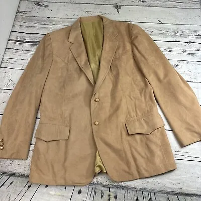 BRAD WHITNEY BLAZER COAT JACKET 42 USA MADE TAN SUEDE LEATHER VINTAGE 70s MEN’S  • $14.90