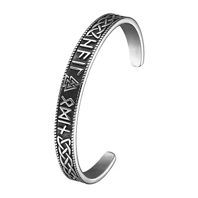 Celtic Knot Nordic Norse Viking Stainless Steel Rune Cuff Bracelet Bangle Men • $14.89