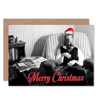 Alternative Christmas Xmas Horse Head Weird Funny Blank Greeting Card • £4.42