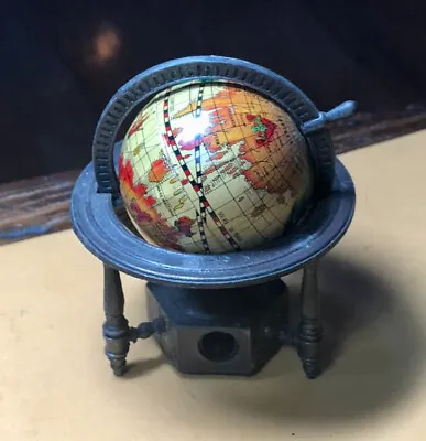 Vintage Metal/Brass Miniature World Globe Pencil Sharpener Antique Finish • $12