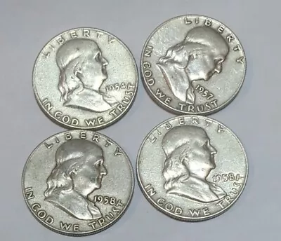 Franklin Half Dollar Lot (4) 1950s 90% Silver • $57