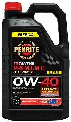 $89.95 • Buy Penrite 10 Tenths Premium 0W-40 Engine Oil 5L Fits Porsche Cayenne 4.8 Turbo ...
