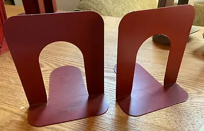 GAYLORD Industrial Art Deco School Library Bookends Red Metal Steel Lot Of 2 • $9.95