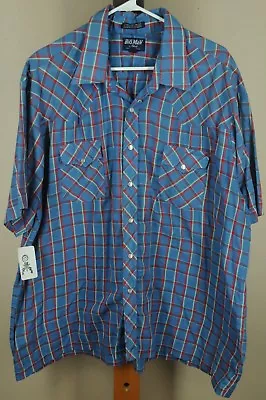 Vintage Big Man By Block Men's Blue & Red Plaid Western Shirt XXL 2XL Big • $19.99