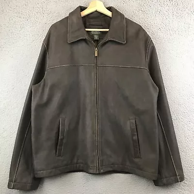 Vintage Eddie Bauer Genuine Leather Brown Jacket Size L • $64.99