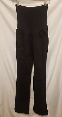 Indigo Blue Maternity Pants Sz Medium Black Straight Leg Pockets Pregnancy • $12.99