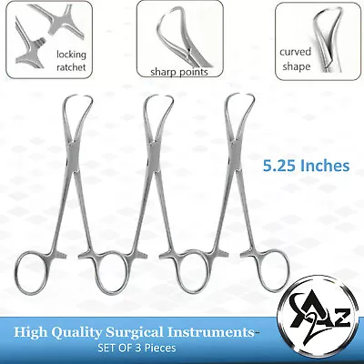 3 Pcs Backhaus Towel Clamp Forceps 5.25  Surgical Medical O.R Grade Instruments • $12.99