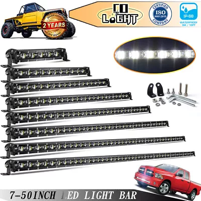 8 -50  Single Row Slim LED Work Light Bar Spot Flood Combo Offroad Driving Lamp • $13.99