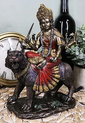 $40.99 • Buy The Invincible Eight Handed Hindu Goddess Durga Sitting On Bahan Tiger Statue