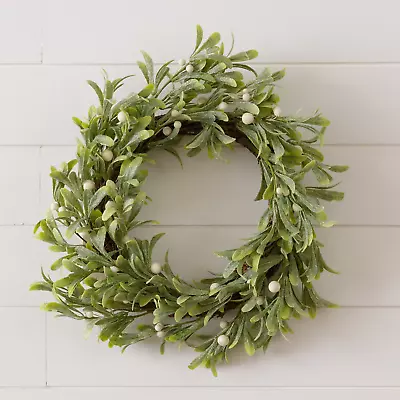 Frosted Mistletoe With Twig Base 18  Faux Foliage Wreath • $54.95