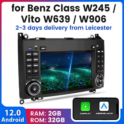 For Mercedes Sprinter Vito W169 Android 12 Car Stereo CarPlay Radio GPS WiFi BT • £154.99