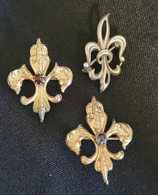 Victorian Fleur De Lis Pin Brooch Pendant Watch C Clamp Gold Filed Sterling Pin • $55