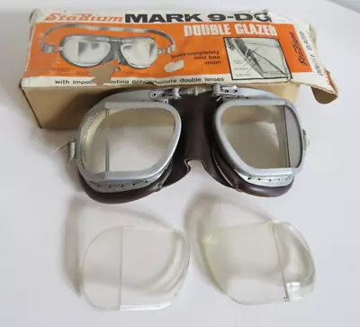 Vintage STADIUM MARK 9 - DG Motorcycle Goggles Motoring /Pilots/Aviators • $79.95