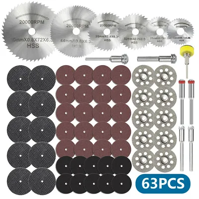 63Pcs Cutting Wheel Set Drill For Dremel Rotary Tool Accessories W/ 1/8  Mandrel • $12.99