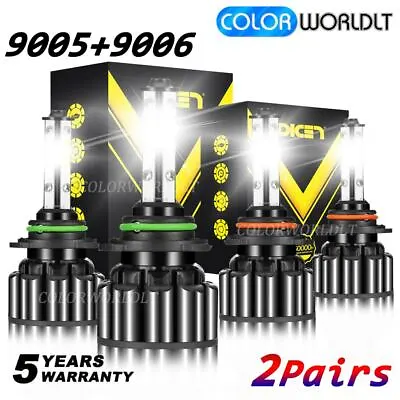 4side 9005+9006 LED Combo COB LED Headlight Kit 360000LM Light Bulbs Hi/Low Beam • $17.99