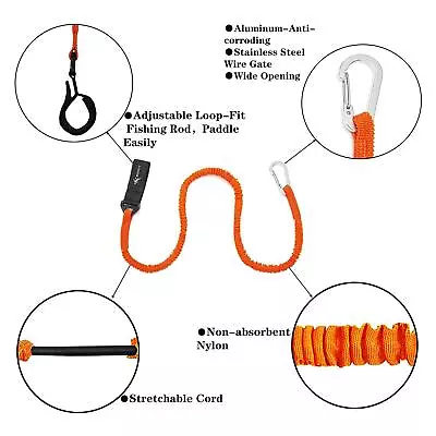 Elastic Kayak Paddle Leash Safety Lanyard With Safety BEST Accessories Boat F1M0 • $8.57