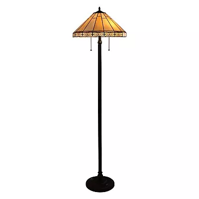 RADIANCE Goods Mission Tiffany-style Blackish Bronze 2 Light Floor Lamp 18  Wide • $219.64
