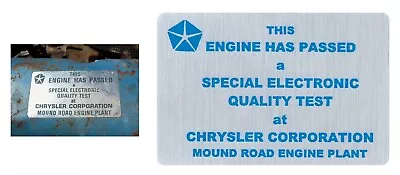 $22 • Buy 1972 72 73 74 75 76 77 78 + Mopar Chrysler MOUND ROAD Valve Cover Decal BEST NOS