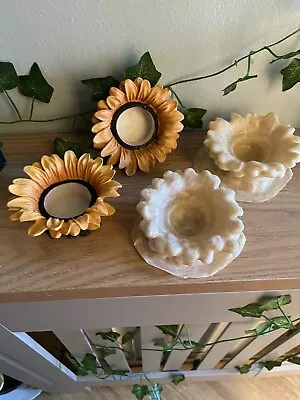 Rubber Latex Mould Pair Of Sunflower Tea Light Candle Holders Molds Cast Craft • £11.50