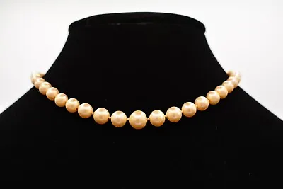Vintage Champagne Pearl Necklace Collar Choker Knot Tied Heavy Bin2C • $19.96