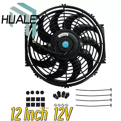 12  Inch Universal Slim Fan Push Pull Electric Radiator Cooling 12V Mount Kit • $19.98