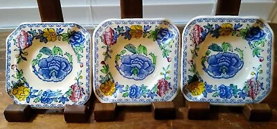 Vintage Set Of Three Mason's Regency Plantation Colonial 3 1/2  Square Ashtrays • $12.75