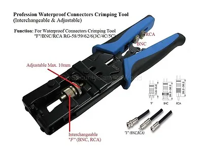 COMPRESSION TOOL CABLE CRIMPER F BNC RCA For RG6/RG59/RG58 Connector • $26.95