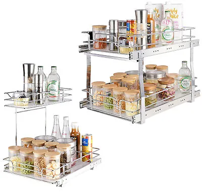 VEVOR 2-Tier Kitchen Cabinet Pull Out Shelf Organizer Slide Out Drawer • $29.99
